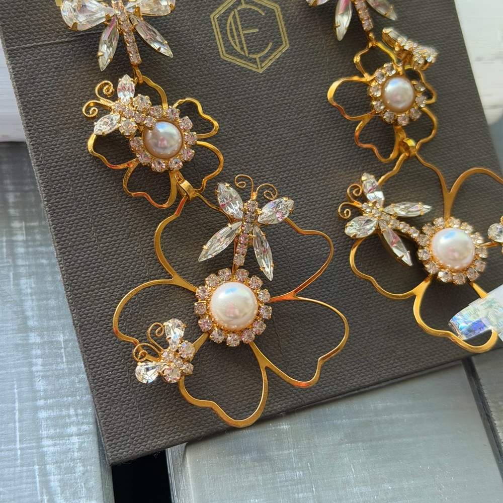 NWT Elizabeth Cole Floral Dangle Earrings - Picture 4 of 10